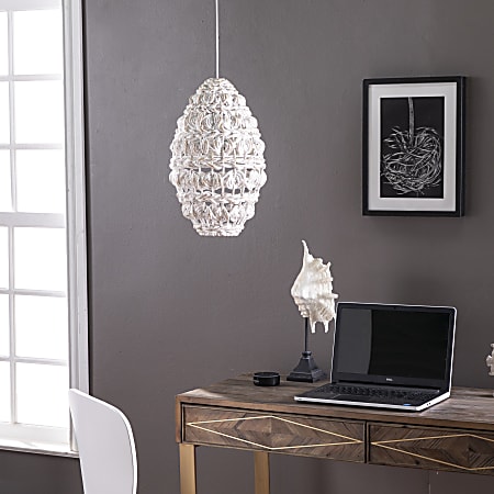 SEI Rosemill Woven Rattan Pendant Lamp Shade, 19" x 11-1/4", Whitewash