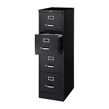 Lorell® Fortress 22"D Vertical 4-Drawer Letter-Size File Cabinet, Black