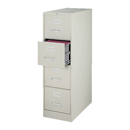 Lorell® Fortress 22"D Vertical 4-Drawer Letter-Size File Cabinet, Light Gray