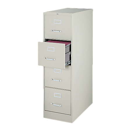 Lorell® Fortress 22"D Vertical 4-Drawer Letter-Size File Cabinet, Metal, Light Gray