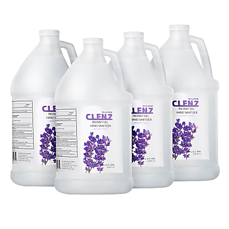 Alpine Industries Commercial Gel Hand Sanitizer, Lavender Scent, 1 Gallon (128 Oz), 4 Pack