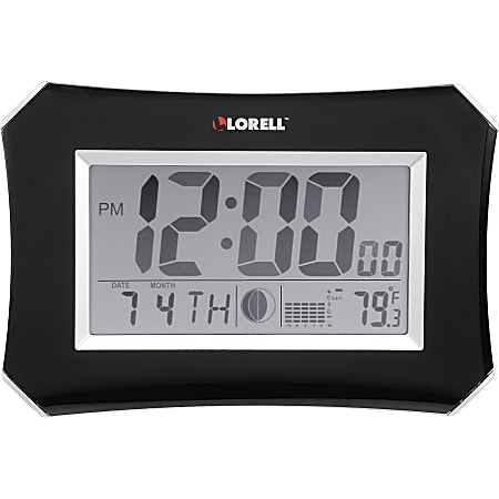 Lorell® 10.3" Digital LCD Wall Alarm Clock, Black