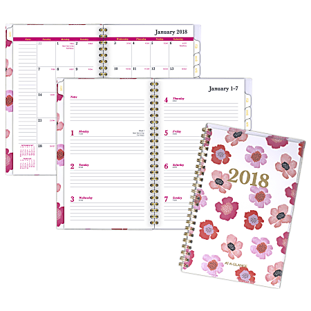 AT-A-GLANCE® Taylor Customizable Weekly/Monthly Planner, 4 7/8" x 8", 30% Recycled, White/Pink, January to December 2018 (1027F-201-18)