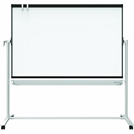 Quartet Magnetic Mobile Presentation Easel - 48" (4 ft)x 36" (3 ft) - White Painted Steel Surface - Graphite Frame - Magnetic - Assembly Required