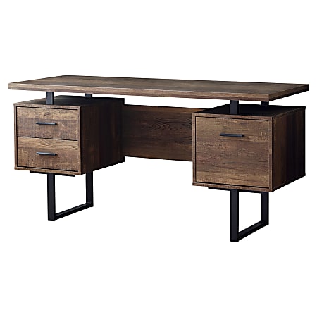 Monarch Specialties 60"W Floating-Top Computer Desk, Black/Brown