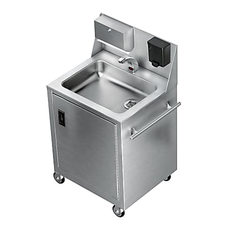 Zurn JUST Stainless Steel Portable Hand Washing Station, 45-3/4”H x 29-5/8”W x 23-3/16”D, Silver