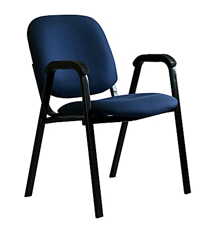 Office-Stor PLUS Guest  With Arms Padded Fabric Seat, Fabric Back Stacking Chair, 19" Seat Width, Blue Maze Seat/Black Frame, Quantity: 1