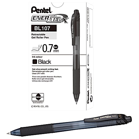 Pentel EnerGel 0.7 MM RTX Retractable Liquid Gel Pen - 10 Pack with  Assorted Ink Colors