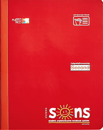 SONS System Second Notebooks, 9-3/4" x 7-1/2", 1 Subject, Primary Rule, 200 Sheets, Red