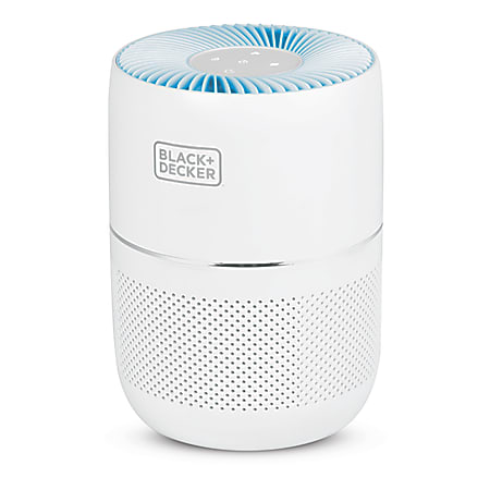 BLACK+DECKER HEPA Tabletop Air Purifier, With Light Indicator, 93 Sq Ft, 12-1/4"H x 8-15/16"W x 8-15/16"D, White