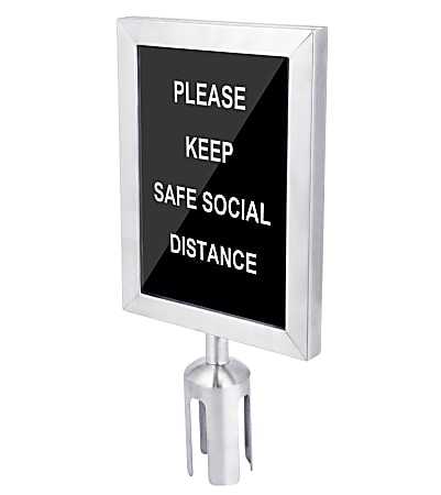 CSL Double-Sided Sign Holder For 6' Stanchion, Stainless Steel
