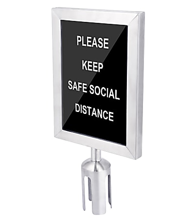 CSL Double-Sided Sign Holder For 6&#x27; Stanchion, Stainless