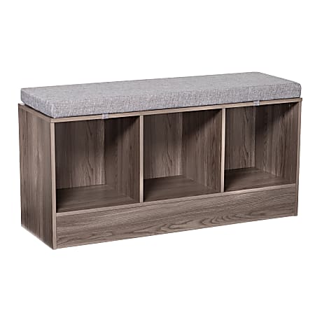 Honey Can Do Entryway Bench With Storage Shelves, 22-1/8"H x 44-1/8"W x 14-9/16"D, Farmhouse Gray