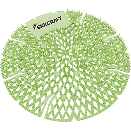 SKILCRAFT® Lasting-Power Recyclable Deodorizer Urinal Screens, 7-5/16", Green/Lime Scent, Pack Of 10 Urinals Screens