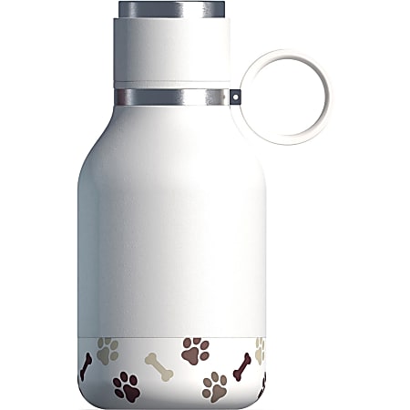 asobu 33-Ounce Dog Bowl Bottle (White) - 1.03 quart - White, Silver, Brown - Stainless Steel, Copper