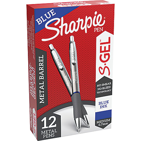 Sharpie S-Gel Gunmetal Blue Ink Retractable Gel Pen Medium with Rubber Grip 10Pens and Pencils