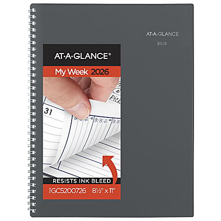 AT-A-GLANCE® DayMinder® 2026 Weekly Monthly Appointment Book Planner, Gray, Large, 8 1/2" x 11"