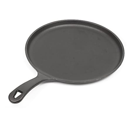 Commercial Chef 10-1/2" Round Cast Iron Griddle Pan, Black