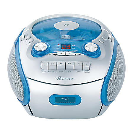 Memorex® MP3226 CD Boombox, Blue/Silver