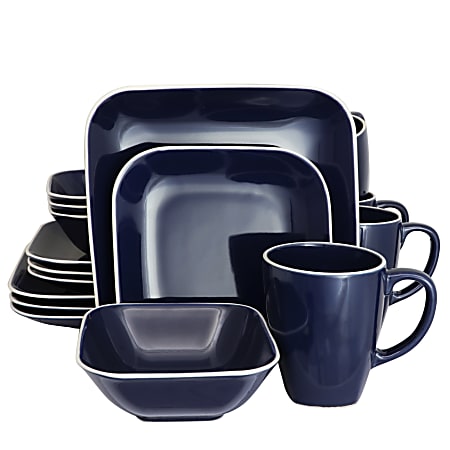 Gibson Home Square Dance 16-Piece Dinnerware Set, Cobalt