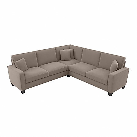 Bush® Furniture Stockton 99"W L-Shaped Sectional Couch, Tan Microsuede Fabric, Standard Delivery