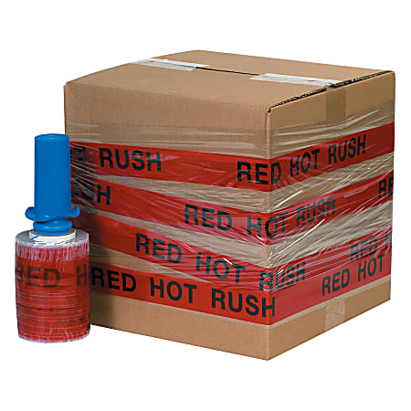 GoodWrappers® Preprinted Identiwrap Stretch Film, "Red Hot Rush," 80 Gauge, 5" x 500', Pack Of 6