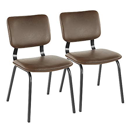 LumiSource Foundry Chairs, Black/Espresso, Set Of 2 Chairs