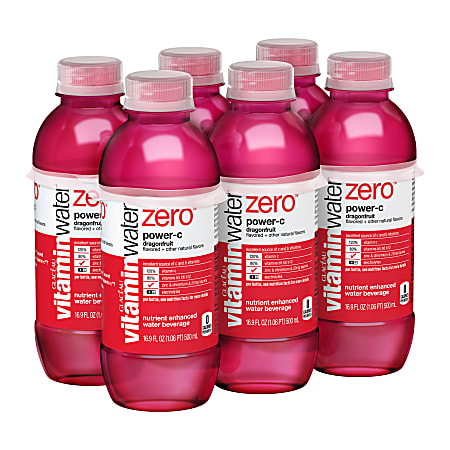 Vitaminwater Zero Sports Drinks, Power-C, 16.9 Oz, Pack Of 6 Bottles