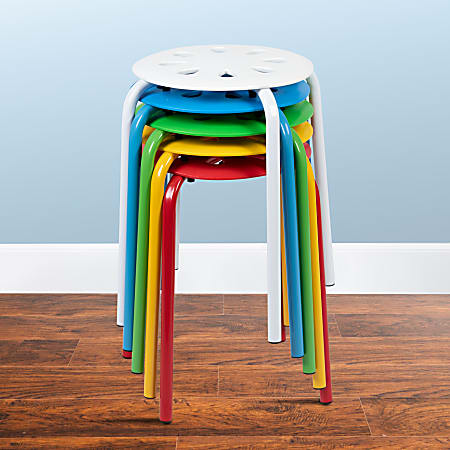 Flash Furniture Plastic 17-1/2" Nesting Stack Stools, Assorted Colors, Set Of 5 Stools