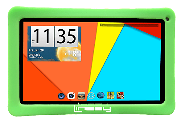 LINSAY Kids Quad-Core Wi-Fi Tablet With Defender Case And Pen Stylus, 10.1" Screen, 1GB Memory, 8GB Storage, Android 4.4 KitKat
