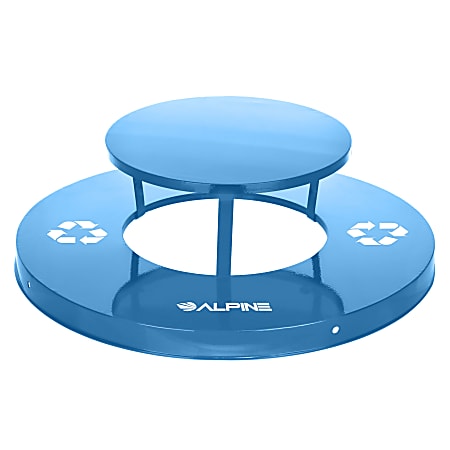 Alpine Industries Rain Bonnet Lid For Outdoor Metal Recycling Receptacle, 7-5/8”H x 24-1/4”W x 24-1/4”D, Blue