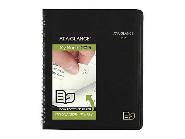AT-A-GLANCE 2024 Monthly Planner, 7" X 8-3/4", Medium, Spiral Bound, Recycled, Monthly Tabs, Black (70120G0524 - View #7