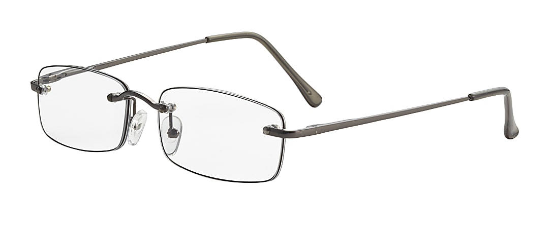 ICU Eyewear Men's Rimless Reading Glasses, Gunmetal, 2.25x
