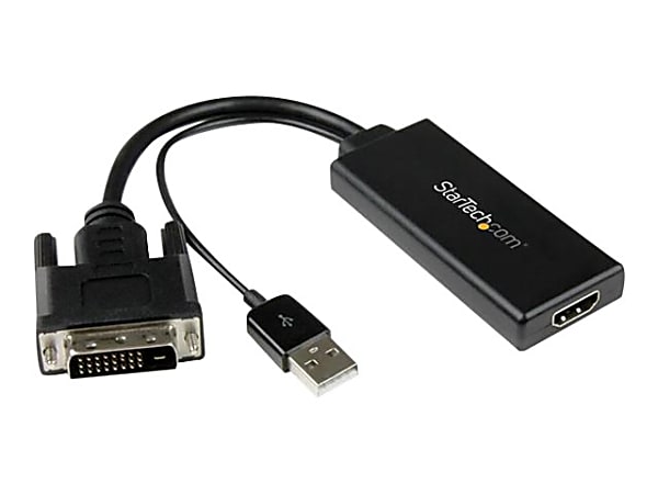 StarTech.com DVI to HDMI Video Adapter with USB Power and Audio - DVI-D to HDMI Converter - 1080p - Connect an HDMI display or projector to your DVI-D computer, with audio and power provided over USB - DVI to HDMI - DVI-D to HDMI adapter with audio