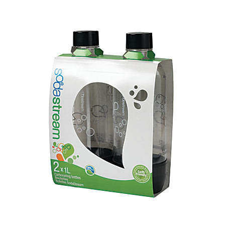 SodaStream™ Carbonating Bottles, 1L, Black/Clear, Pack Of 2