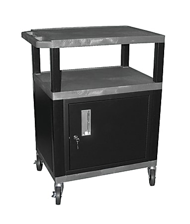 H. Wilson Tuffy Utility Cart With Locking Cabinet And Electrical Assembly, 34"H x 24"W x 18"D, Gray/Black