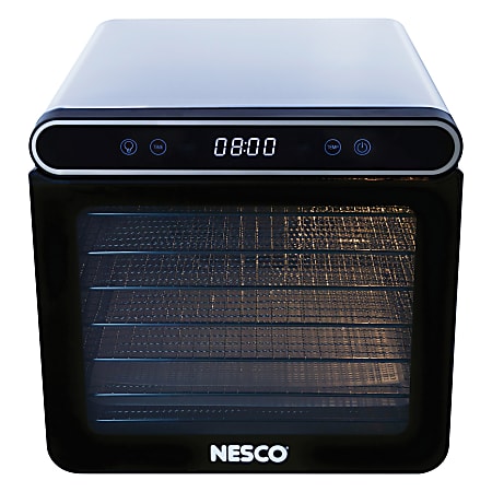 Nesco 600W 7-Tray Stainless Steel Digital Food Dehydrator, 13-1/2”H x 12-1/4”W x 15-3/4”D, Metallic
