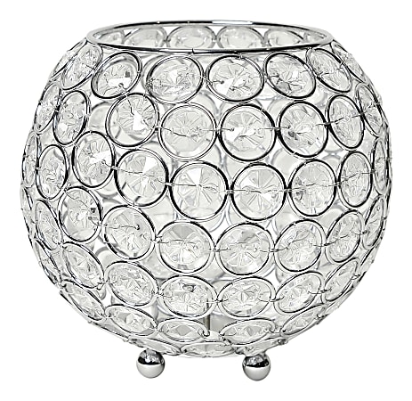 Elegant Designs Elipse Crystal Bowl, 5-1/2" x 6", Chrome