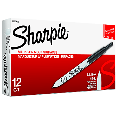 Sharpie® Retractable Permanent Markers, Ultra-Fine Point, Black,