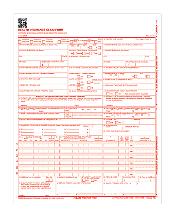 Adams® Health Insurance Claim Forms, 8 1/2" x
