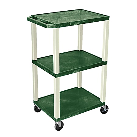 H. Wilson Plastic Utility Cart With Electrical Assembly, 42 1/16"H x 24"W x 18"D, Hunter Green/Putty