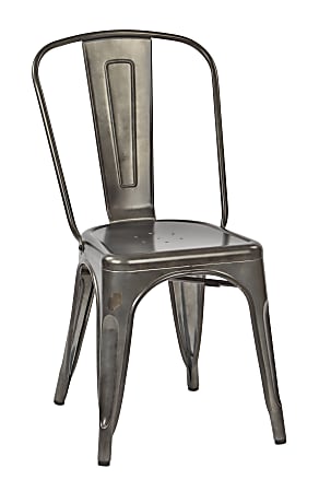 Office Star™ Bristow Armless Chair, Matte Galvanized, Set Of 4 Chairs