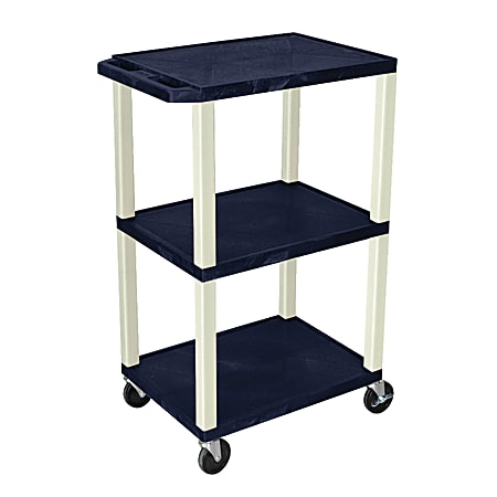 H. Wilson Plastic Utility Cart With Electrical Assembly, 42 1/16"H x 24"W x 18"D, Blue Topaz/Putty