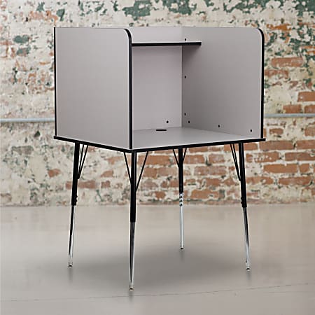 Flash Furniture Adjustable Study Carrel, 53-1/2"H x 35-3/4"W x 30"D, Nebula Gray/Black