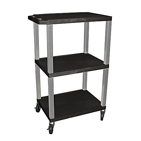 H. Wilson Plastic Utility Cart With Electrical Assembly, 42 1/2"H x 24"W x 18"D, Black
