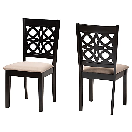 Baxton Studio Abigail Finished Wood Dining Accent Chairs, Beige/Dark Brown, Set Of 2 Chairs