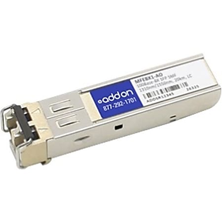 AddOn Linksys MFEBX1 Compatible TAA Compliant 100Base-BX SFP Transceiver (SMF, 1310nmTx/1550nmRx, 20km, LC)