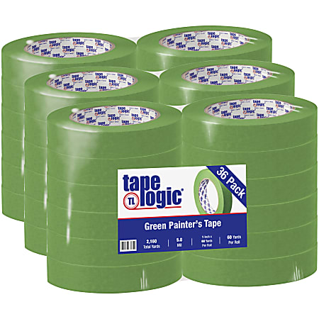 Tape Logic® 3200 Painter's Tape, 3" Core, 1" x 180', Green, Case Of 36