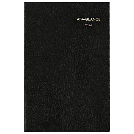 2024 AT-A-GLANCE® Fine Diary Weekly/Monthly Diary, 2-3/4" x 4-1/4", Black, January To December 2024, 720105