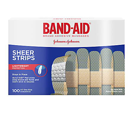 Band-aid® Bandages, Sheer, 3/4" x 3", Box Of 100 Bandages